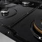 ZLINE 48 in. Classic Gas Rangetop with 8 Burners and Porcelain Cooktop in Satin Stainless Steel (RTS-48) burners on black porcelain cooktop with no grates.