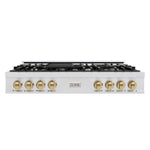 ZLINE Autograph Edition 48 in. Classic Gas Rangetop with 8 Burners and Porcelain Cooktop in Satin Stainless Steel with Champagne Bronze Accents (RTSZ-48-CB)