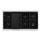 ZLINE Autograph Edition 48 in. Classic Gas Rangetop with 8 Burners and Porcelain Cooktop in Satin Stainless Steel with Champagne Bronze Accents (RTSZ-48-CB) top-down, above cooking surface.