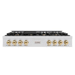 ZLINE Autograph Edition 48 in. Classic Gas Rangetop with 8 Burners and Porcelain Cooktop in Satin Stainless Steel with Polished Gold Accents (RTSZ-48-G)