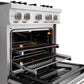 ZLINE 30 in. 4.2 cu. ft. Classic Gas Range with 4 Burner DuoPro™ Cooktop and Convection Gas Oven in Satin Stainless Steel (PCGRS-30)