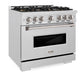 ZLINE 36 in. 5.2 cu. ft. Classic Gas Range with 6 Burner DuoPro™ Cooktop and Convection Gas Oven in Satin Stainless Steel, Open Box-Great Condition