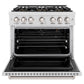 ZLINE 36 in. 5.2 cu. ft. Classic Gas Range with 6 Burner DuoPro™ Cooktop and Convection Gas Oven in Satin Stainless Steel, Open Box-Great Condition