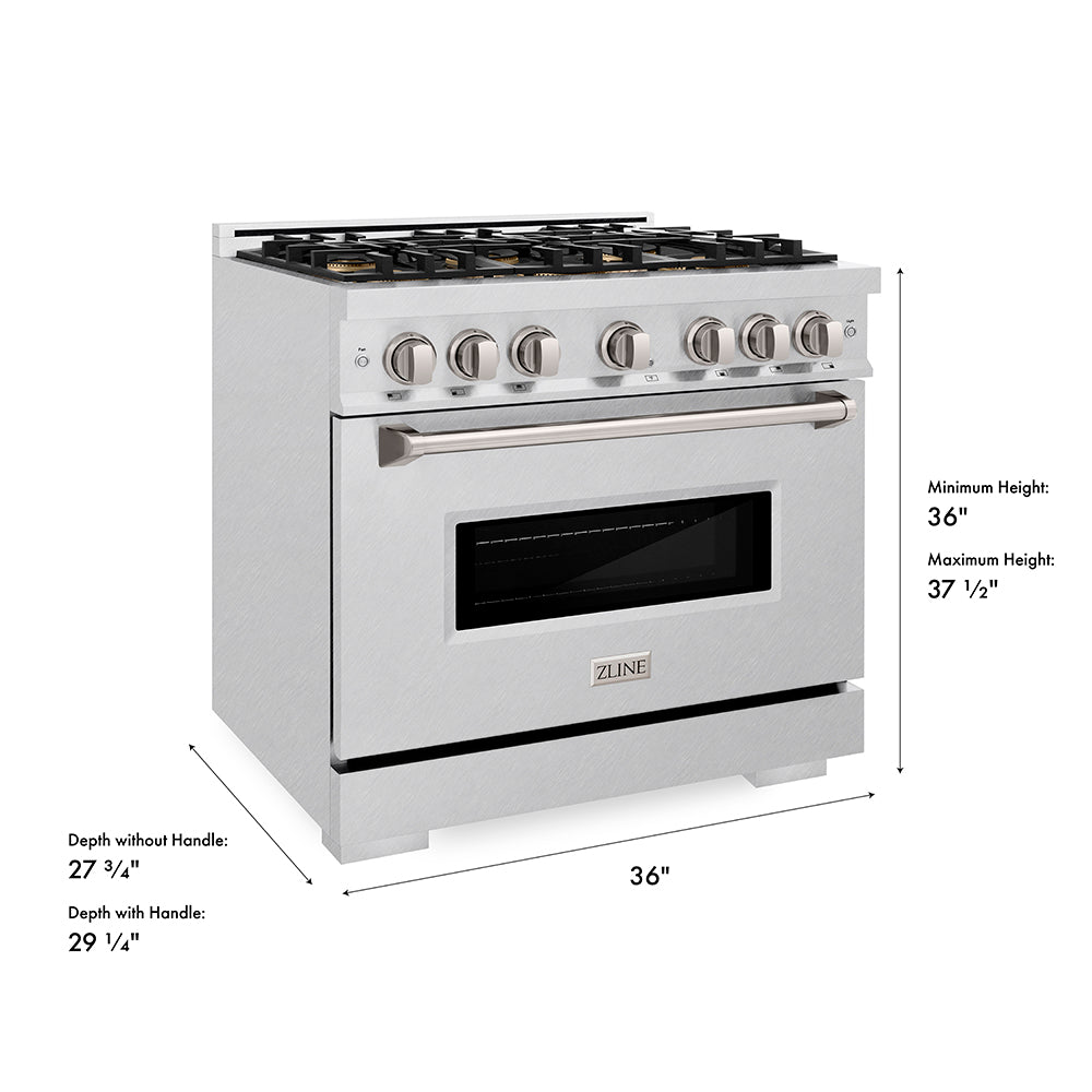 ZLINE 36 in. 5.2 cu. ft. Classic Gas Range with 6 Burner DuoPro™ Cooktop and Convection Gas Oven in Satin Stainless Steel, Open Box-Great Condition