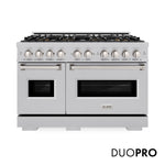 ZLINE 48 in. 6.7 cu. ft. Classic Gas Range with 8 Burner DuoPro™ Cooktop and Dual Ovens in Satin Stainless Steel, Open Box-Great Condition
