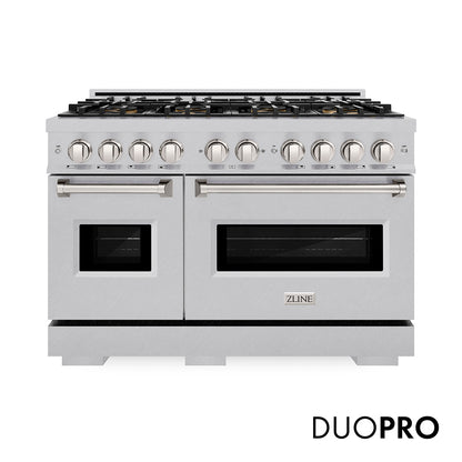 ZLINE 48 in. 6.7 cu. ft. Classic Gas Range with 8 Burner DuoPro™ Cooktop and Dual Ovens in Satin Stainless Steel, Open Box-Great Condition