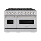 ZLINE 48 in. 6.7 cu. ft. Classic Gas Range with 8 Burner DuoPro™ Cooktop and Dual Ovens in Satin Stainless Steel (PCGRS-48)