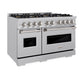 ZLINE 48 in. 6.7 cu. ft. Classic Gas Range with 8 Burner DuoPro™ Cooktop and Dual Ovens in Satin Stainless Steel, Open Box-Great Condition