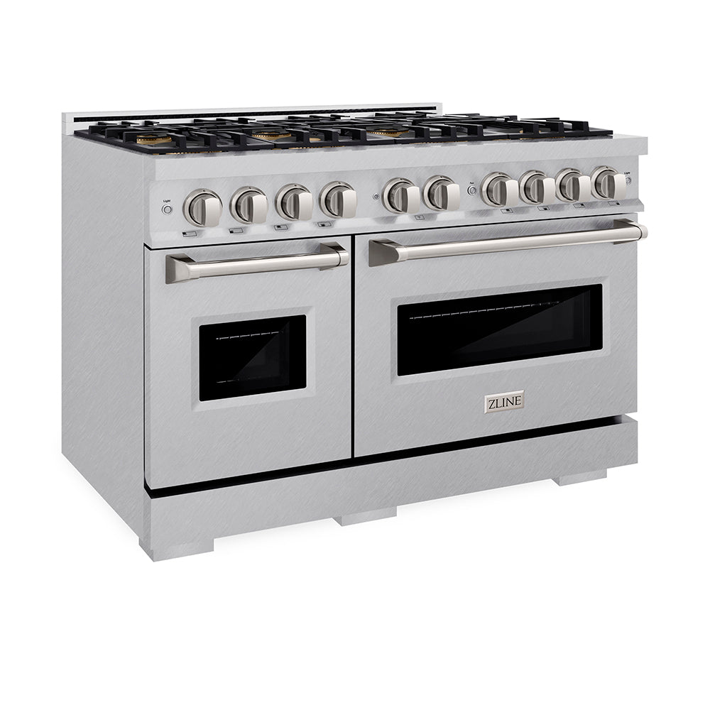 ZLINE 48 in. 6.7 cu. ft. Classic Gas Range with 8 Burner DuoPro™ Cooktop and Dual Ovens in Satin Stainless Steel, Open Box-Great Condition