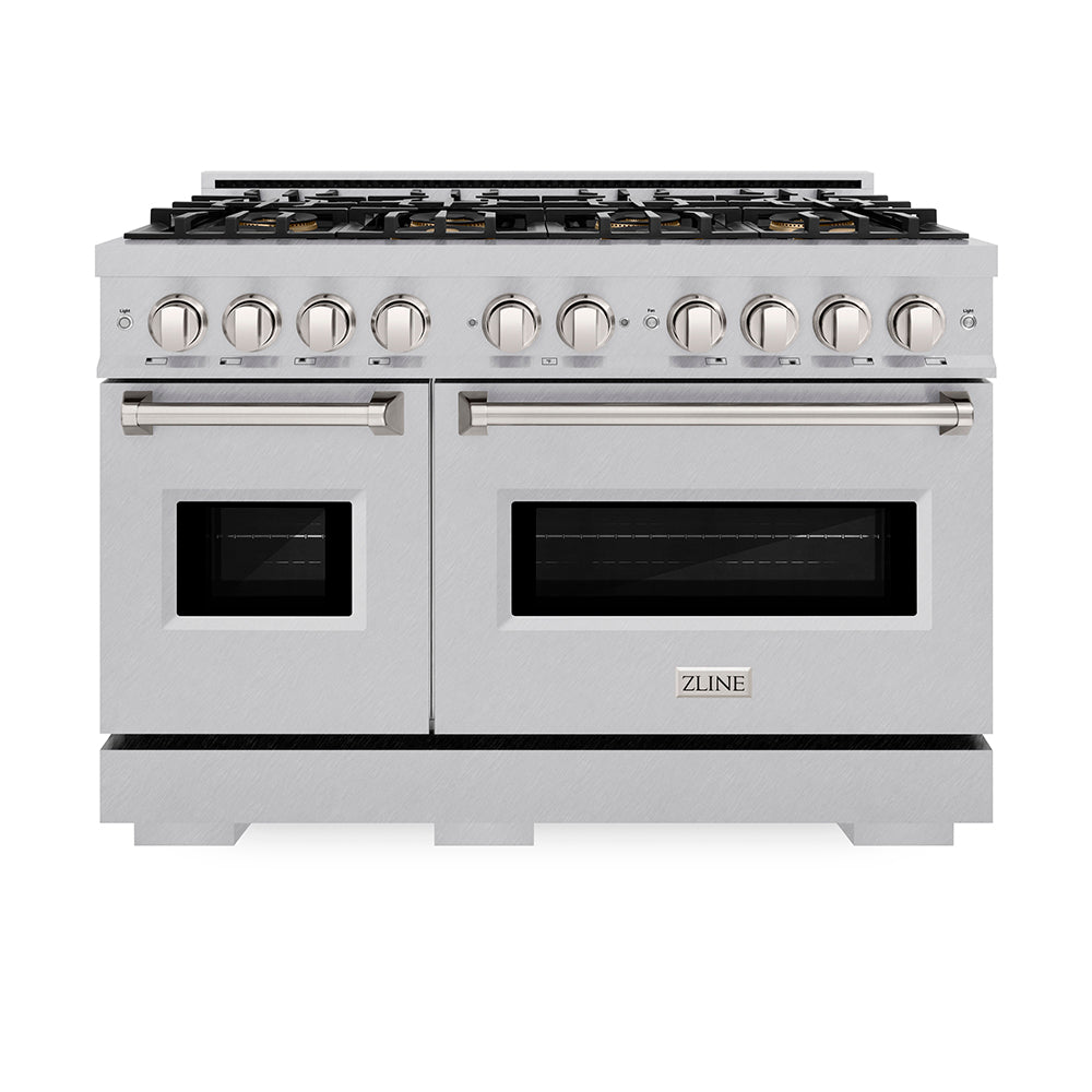 ZLINE 48 in. 6.7 cu. ft. Classic Gas Range with 8 Burner DuoPro™ Cooktop and Dual Ovens in Satin Stainless Steel, Open Box-Great Condition
