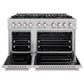 ZLINE 48 in. 6.7 cu. ft. Classic Gas Range with 8 Burner DuoPro™ Cooktop and Dual Ovens in Satin Stainless Steel (PCGRS-48)