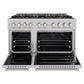 ZLINE 48 in. 6.7 cu. ft. Classic Gas Range with 8 Burner DuoPro™ Cooktop and Dual Ovens in Satin Stainless Steel, Open Box-Great Condition