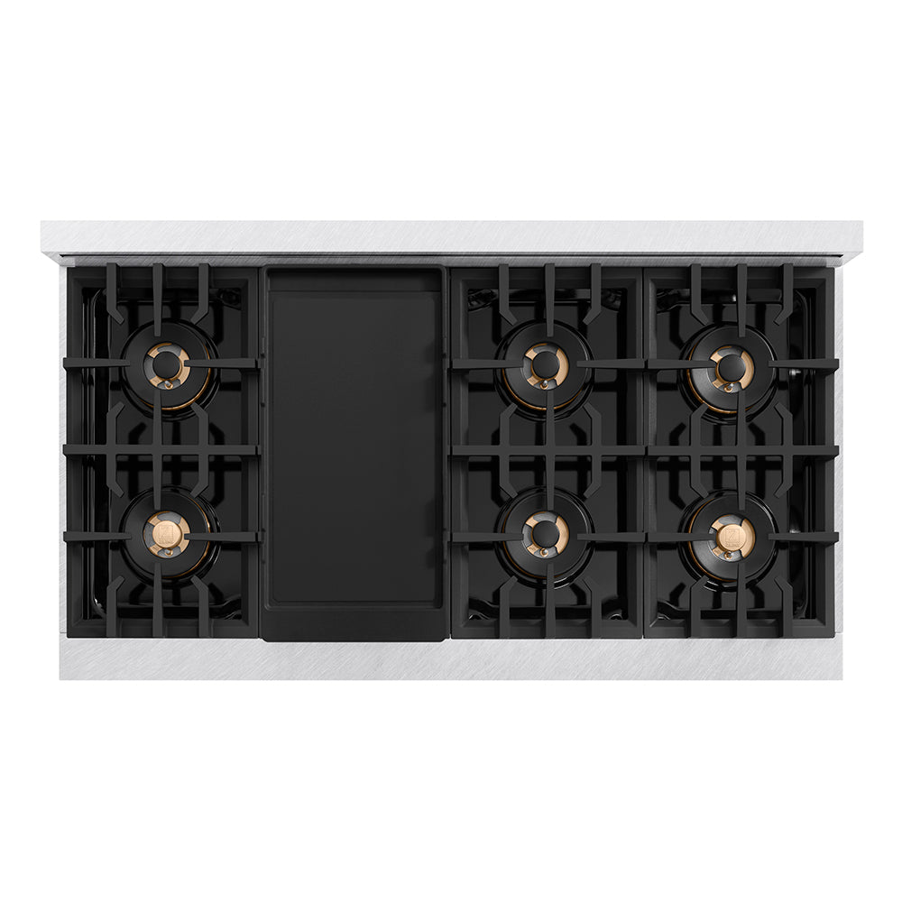ZLINE 48 in. 6.7 cu. ft. Classic Gas Range with 8 Burner DuoPro™ Cooktop and Dual Ovens in Satin Stainless Steel, Open Box-Great Condition