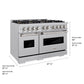 ZLINE 48 in. 6.7 cu. ft. Classic Gas Range with 8 Burner DuoPro™ Cooktop and Dual Ovens in Satin Stainless Steel, Open Box-Great Condition