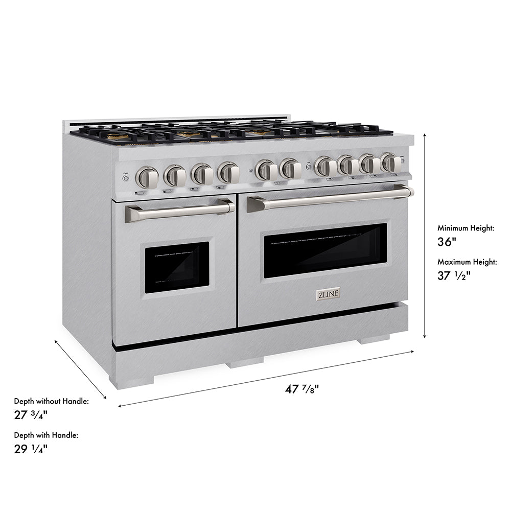 ZLINE 48 in. 6.7 cu. ft. Classic Gas Range with 8 Burner DuoPro™ Cooktop and Dual Ovens in Satin Stainless Steel, Open Box-Great Condition
