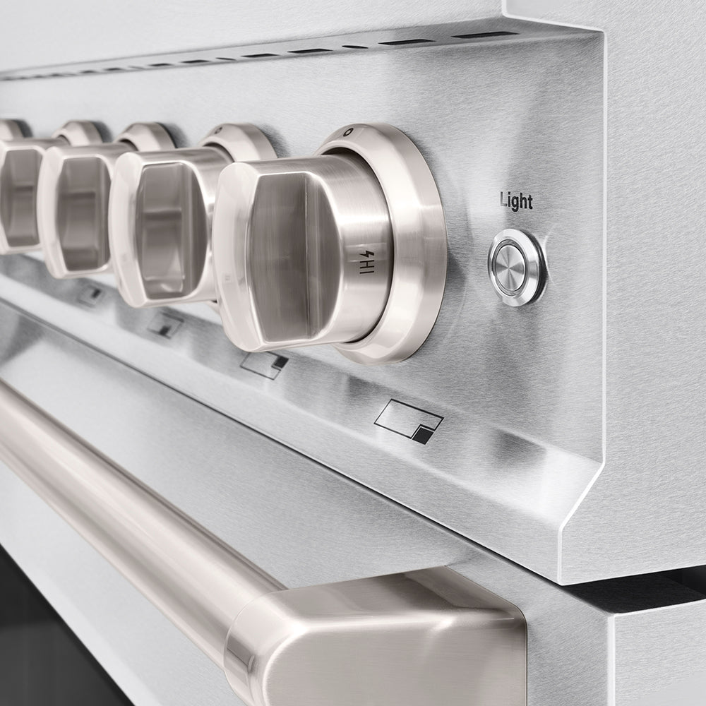 ZLINE 48 in. 6.7 cu. ft. Classic Gas Range with 8 Burner DuoPro™ Cooktop and Dual Ovens in Satin Stainless Steel, Open Box-Great Condition