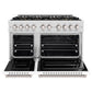 ZLINE 48 in. 6.7 cu. ft. Classic Gas Range with 8 Burner DuoPro™ Cooktop and Dual Ovens in Satin Stainless Steel with White Matte Doors (PCGRS-WM-48)