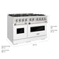 ZLINE 48 in. 6.7 cu. ft. Classic Gas Range with 8 Burner DuoPro™ Cooktop and Dual Ovens in Satin Stainless Steel with White Matte Doors (PCGRS-WM-48)