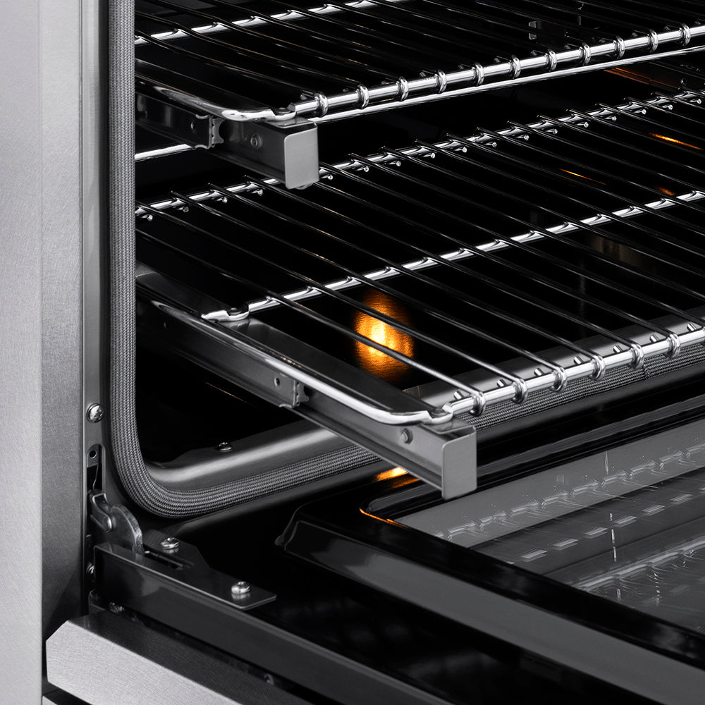 ZLINE Autograph Edition 36 in. 5.2 cu. ft. Classic Gas Range with 6 Burner DuoPro™ Cooktop and Convection Gas Oven in Satin Stainless Steel and Champagne Bronze Accents, Open Box-Great Condition
