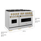 ZLINE Autograph Edition 48 in. 6.7 cu. ft. Classic Gas Range with 8 Burner DuoPro™ Cooktop and Dual Ovens in Satin Stainless Steel and Champagne Bronze Accents, Open Box-Great Condition