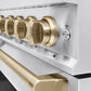 ZLINE Autograph Edition 48 in. 6.7 cu. ft. Classic Gas Range with 8 Burner DuoPro™ Cooktop and Dual Ovens in Satin Stainless Steel and Champagne Bronze Accents (PCGRSZ-48-CB)