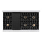 ZLINE Autograph Edition 48 in. 6.7 cu. ft. Classic Gas Range with 8 Burner DuoPro™ Cooktop and Dual Ovens in Satin Stainless Steel with White Matte Doors and Champagne Bronze Accents (PCGRSZ-WM-48-CB)