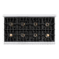 ZLINE Autograph Edition 48 in. 6.7 cu. ft. Classic Gas Range with 8 Burner DuoPro™ Cooktop and Dual Ovens in Satin Stainless Steel with White Matte Doors and Champagne Bronze Accents (PCGRSZ-WM-48-CB)
