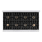 ZLINE Autograph Edition 48 in. 6.7 cu. ft. Classic Gas Range with 8 Burner DuoPro™ Cooktop and Dual Ovens in Satin Stainless Steel with White Matte Doors and Champagne Bronze Accents, Open Box-Great Condition