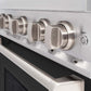 ZLINE 30 in. 4.2 cu. ft. Classic Gas Range with 4 Burner Cooktop and Convection Gas Oven in Stainless Steel with Black Matte Door (CGR-BLM-30) knobs.