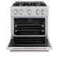 ZLINE 30 in. 4.2 cu. ft. Classic Dual Fuel Range with 4 Burner Gas Cooktop and Electric Convection Oven in Stainless Steel (CDR30) front, oven open.