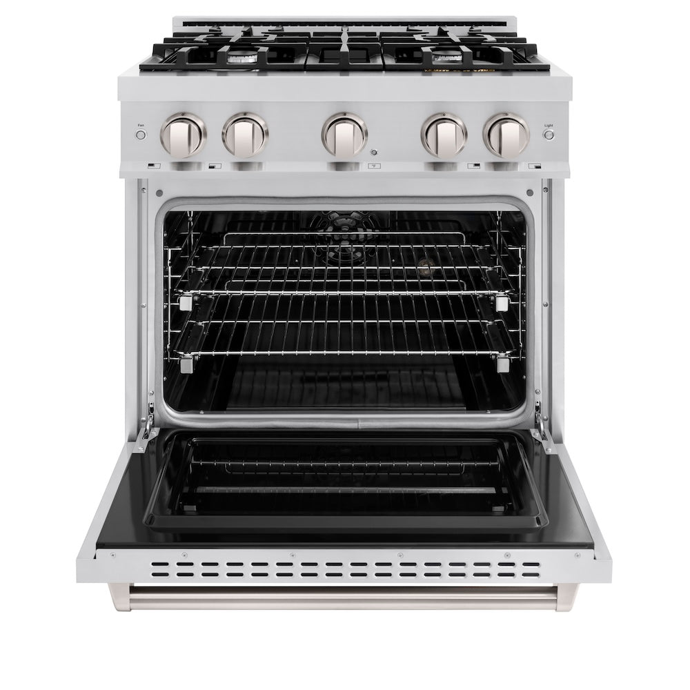 ZLINE 30 in. 4.2 cu. ft. Classic Dual Fuel Range with 4 Burner Gas Cooktop and Electric Convection Oven in Stainless Steel, Open Box-Good Condition