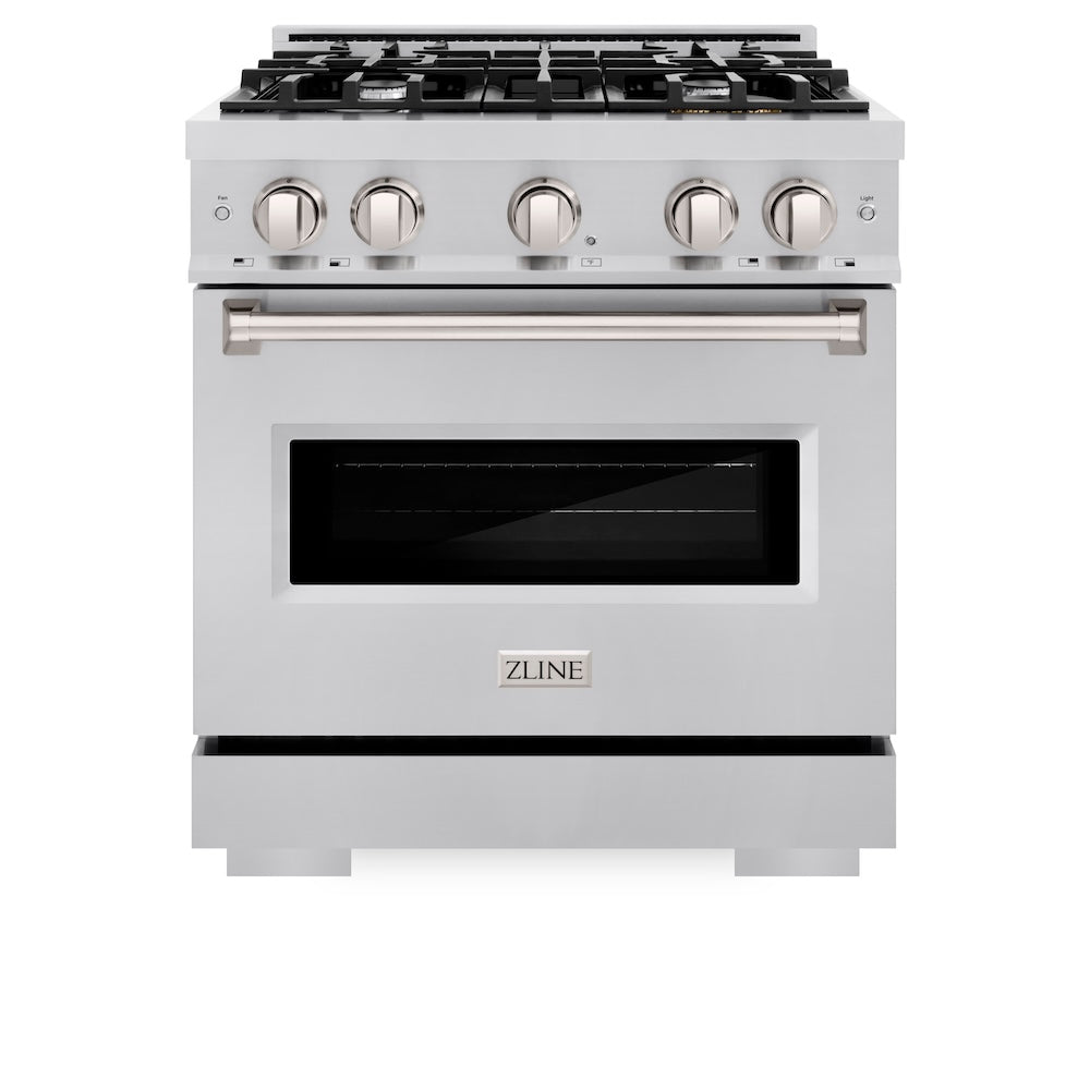 ZLINE 30 in. 4.2 cu. ft. Classic Dual Fuel Range with 4 Burner Gas Cooktop and Electric Convection Oven in Stainless Steel, Open Box-Good Condition