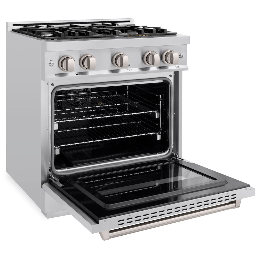 ZLINE 30 in. 4.2 cu. ft. Classic Dual Fuel Range with 4 Burner Gas Cooktop and Electric Convection Oven in Stainless Steel, Open Box-Good Condition