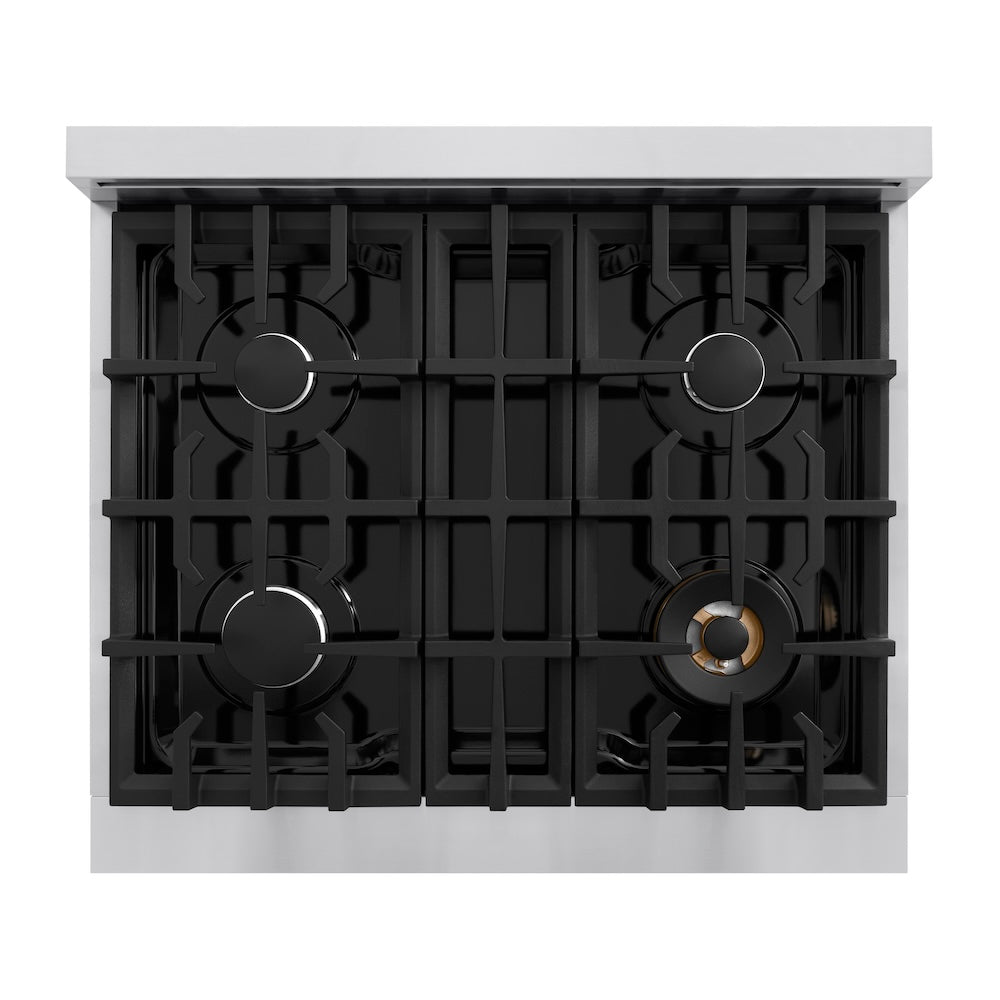 ZLINE 30 in. 4.2 cu. ft. Classic Dual Fuel Range with 4 Burner Gas Cooktop and Electric Convection Oven in Stainless Steel, Open Box-Good Condition