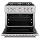 ZLINE 36 in. 5.2 cu. ft. Classic Dual Fuel Range with 6 Burner Gas Cooktop and Electric Convection Oven in Stainless Steel, Open Box-Good Condition