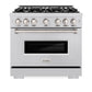 ZLINE 36 in. 5.2 cu. ft. Classic Dual Fuel Range with 6 Burner Gas Cooktop and Electric Convection Oven in Stainless Steel, Open Box-Good Condition