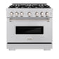 ZLINE 36 in. 5.2 cu. ft. Classic Dual Fuel Range with 6 Burner Gas Cooktop and Electric Convection Oven in Stainless Steel, Open Box-Great Condition