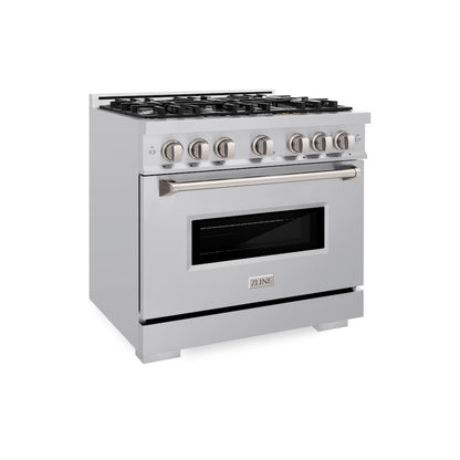 ZLINE 36 in. 5.2 cu. ft. Classic Dual Fuel Range with 6 Burner Gas Cooktop and Electric Convection Oven in Stainless Steel, Open Box-Good Condition