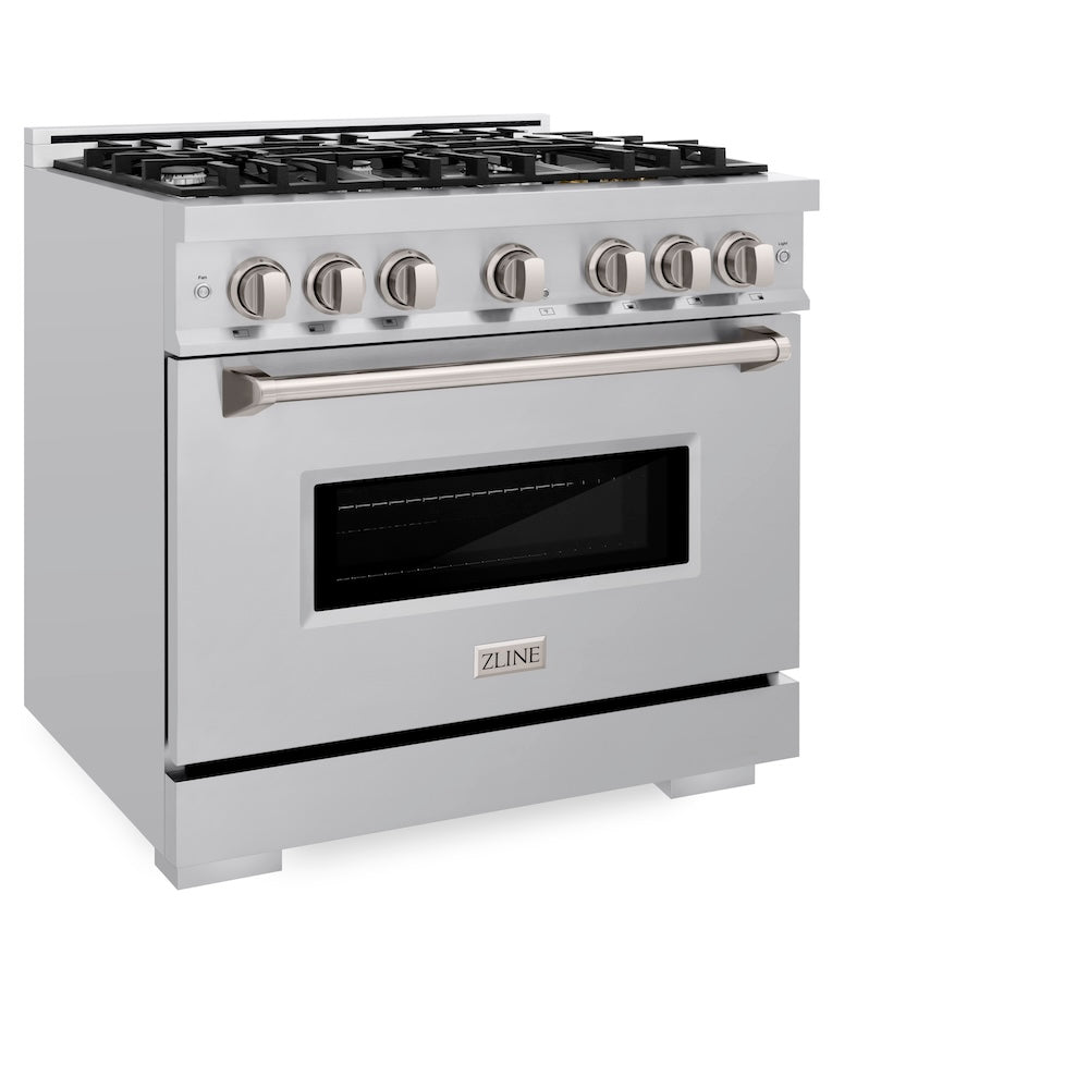 ZLINE 36 in. 5.2 cu. ft. Classic Dual Fuel Range with 6 Burner Gas Cooktop and Electric Convection Oven in Stainless Steel, Open Box-Good Condition