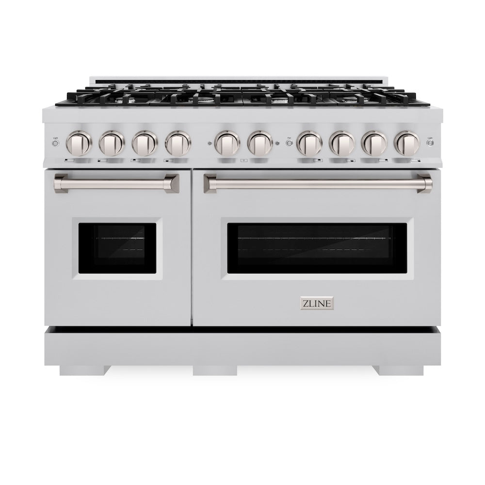 ZLINE 48 in. 6.7 cu. ft. Classic Double Oven Dual Fuel Range with 8 Burner Gas Cooktop in Stainless Steel, Open Box-Good Condition