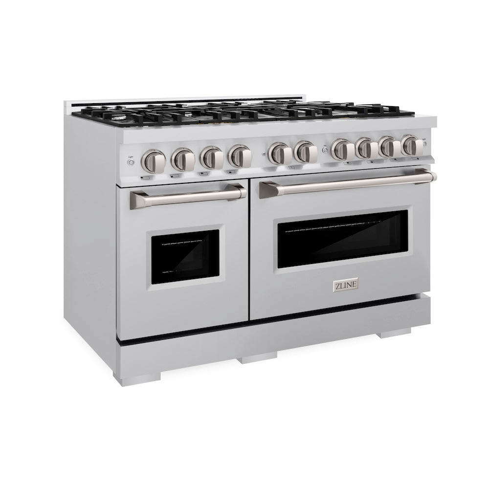 ZLINE 48 in. 6.7 cu. ft. Classic Double Oven Dual Fuel Range with 8 Burner Gas Cooktop in Stainless Steel (CDR48)