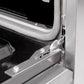ZLINE 48 in. 6.7 cu. ft. Classic Double Oven Dual Fuel Range with 8 Burner Gas Cooktop in Stainless Steel (CDR48) close-up detail, StayPut oven door hinges.