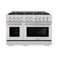 ZLINE 48 in. 6.7 cu. ft. Select Double Oven Dual Fuel Range in Stainless Steel with 8 Brass Burners, Open Box-Great Condition