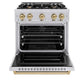 ZLINE Autograph Edition 30 in. 4.2 cu. ft. Classic Dual Fuel Range with 4 Burner Gas Cooktop and Electric Convection Oven in Stainless Steel with Champagne Bronze Accents, Open Box-Good Condition