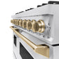 ZLINE Autograph Edition 48 in. 6.7 cu. ft. Classic Double Oven Dual Fuel Range with 8 Burner Gas Cooktop in Stainless Steel and Champagne Bronze Accents, Open Box-Good Condition