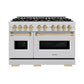 ZLINE Autograph Edition 48 in. 6.7 cu. ft. Classic Double Oven Dual Fuel Range with 8 Burner Gas Cooktop in Stainless Steel and Champagne Bronze Accents, Open Box-Great Condition