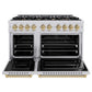ZLINE Autograph Edition 48 in. 6.7 cu. ft. Classic Double Oven Dual Fuel Range with 8 Burner Gas Cooktop in Stainless Steel and Champagne Bronze Accents, Open Box-Good Condition