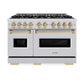 ZLINE Autograph Edition 48 in. 6.7 cu. ft. Classic Double Oven Dual Fuel Range with 8 Burner Gas Cooktop in Stainless Steel and Champagne Bronze Accents, Open Box-Good Condition