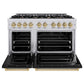 ZLINE Autograph Edition 48 in. 6.7 cu. ft. Classic Double Oven Dual Fuel Range with 8 Burner Gas Cooktop in Stainless Steel with Black Matte Doors and Champagne Bronze Accents, Open Box-Good Condition