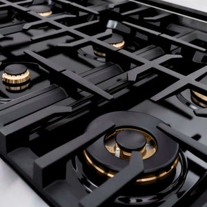 ZLINE Autograph Edition 48 in. 6.7 cu. ft. Classic Double Oven Dual Fuel Range with 8 Burner Gas Cooktop in Stainless Steel with Black Matte Doors and Champagne Bronze Accents, Open Box-Good Condition